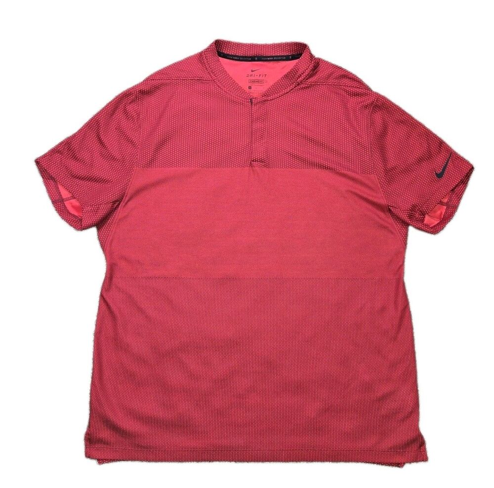 Nike DriFIT Tiger Woods Collection Mens Large Red Golf Blade Polo Shirt CU9524